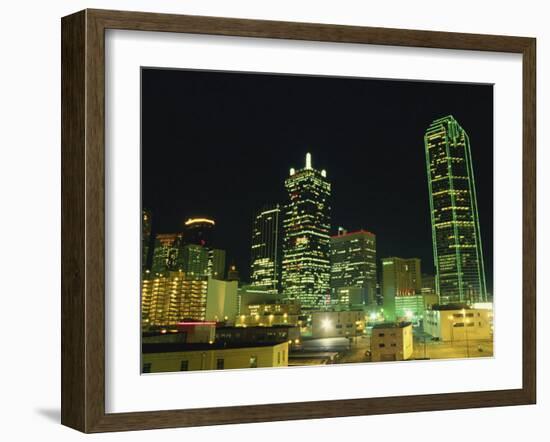 City Skyline at Night, Dallas, Texas, United States of America, North America-Rennie Christopher-Framed Photographic Print
