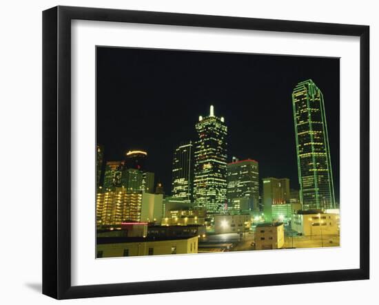 City Skyline at Night, Dallas, Texas, United States of America, North America-Rennie Christopher-Framed Photographic Print