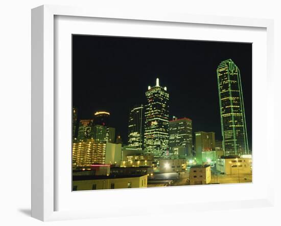 City Skyline at Night, Dallas, Texas, United States of America, North America-Rennie Christopher-Framed Photographic Print