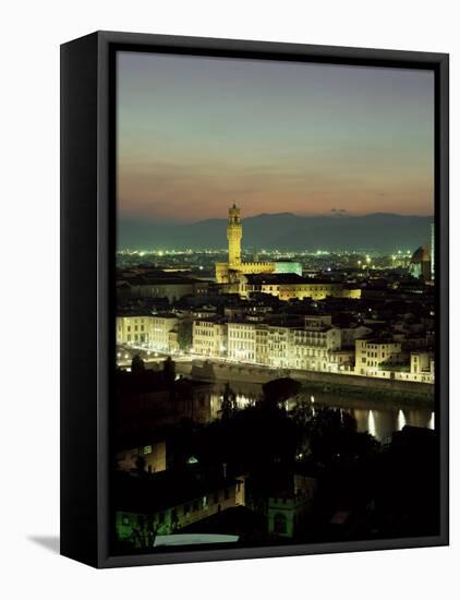 City Skyline at Night, Florence, Tuscany, Italy-Lee Frost-Framed Stretched Canvas