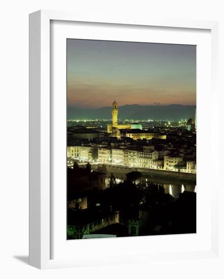 City Skyline at Night, Florence, Tuscany, Italy-Lee Frost-Framed Photographic Print