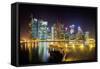 City Skyline at Night, Marina Bay, Singapore, Southeast Asia, Asia-Gavin Hellier-Framed Stretched Canvas