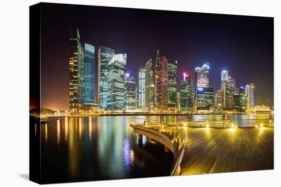 City Skyline at Night, Marina Bay, Singapore, Southeast Asia, Asia-Gavin Hellier-Stretched Canvas