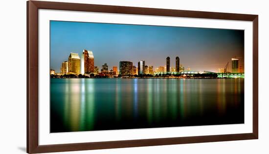 City Skyline at Night, San Diego, California, USA-null-Framed Photographic Print