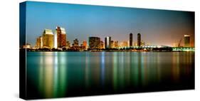 City Skyline at Night, San Diego, California, USA-null-Stretched Canvas