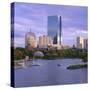 City Skyline at Sunset, Boston, Massachusetts, New England, USA-Roy Rainford-Stretched Canvas