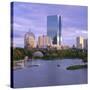 City Skyline at Sunset, Boston, Massachusetts, New England, USA-Roy Rainford-Stretched Canvas