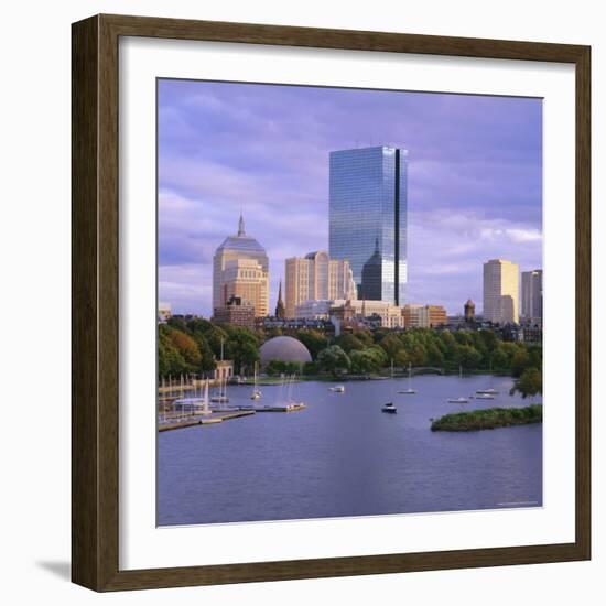 City Skyline at Sunset, Boston, Massachusetts, New England, USA-Roy Rainford-Framed Photographic Print