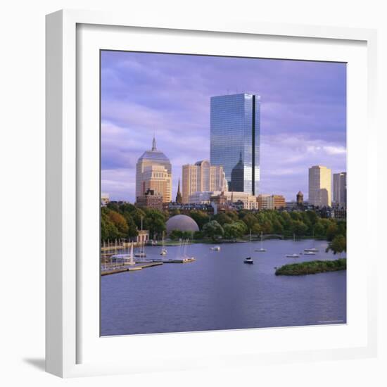 City Skyline at Sunset, Boston, Massachusetts, New England, USA-Roy Rainford-Framed Photographic Print