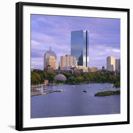 City Skyline at Sunset, Boston, Massachusetts, New England, USA-Roy Rainford-Framed Photographic Print