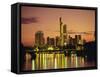 City Skyline at Sunset, Frankfurt-Am-Main, Hessen, Germany, Europe-Roy Rainford-Framed Stretched Canvas