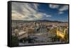 City Skyline at Sunset from Montjuic, Barcelona, Catalonia, Spain-Stefano Politi Markovina-Framed Stretched Canvas