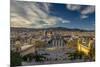 City Skyline at Sunset from Montjuic, Barcelona, Catalonia, Spain-Stefano Politi Markovina-Mounted Photographic Print