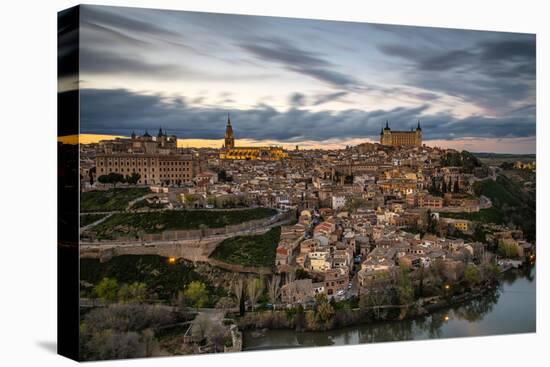 City Skyline at Sunset, Toledo, Castile La Mancha, Spain-Stefano Politi Markovina-Stretched Canvas