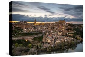 City Skyline at Sunset, Toledo, Castile La Mancha, Spain-Stefano Politi Markovina-Stretched Canvas