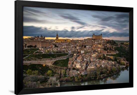 City Skyline at Sunset, Toledo, Castile La Mancha, Spain-Stefano Politi Markovina-Framed Photographic Print