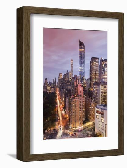 City Skyline at Sunset with Autumn Colors at Central Park, Manhattan, New York, USA-Stefano Politi Markovina-Framed Photographic Print