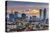City Skyline at Sunset with the Snowy Alps in the Background, Milan, Lombardy, Italy-Stefano Politi Markovina-Stretched Canvas