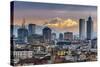 City Skyline at Sunset with the Snowy Alps in the Background, Milan, Lombardy, Italy-Stefano Politi Markovina-Stretched Canvas