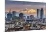 City Skyline at Sunset with the Snowy Alps in the Background, Milan, Lombardy, Italy-Stefano Politi Markovina-Mounted Photographic Print