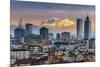 City Skyline at Sunset with the Snowy Alps in the Background, Milan, Lombardy, Italy-Stefano Politi Markovina-Mounted Photographic Print