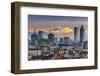 City Skyline at Sunset with the Snowy Alps in the Background, Milan, Lombardy, Italy-Stefano Politi Markovina-Framed Photographic Print