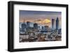 City Skyline at Sunset with the Snowy Alps in the Background, Milan, Lombardy, Italy-Stefano Politi Markovina-Framed Photographic Print