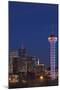 City Skyline Dusk with Elitch Gardens Theme Park Tower, Denver, Colorado, USA-Walter Bibikow-Mounted Photographic Print