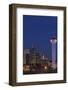 City Skyline Dusk with Elitch Gardens Theme Park Tower, Denver, Colorado, USA-Walter Bibikow-Framed Photographic Print