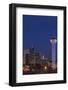 City Skyline Dusk with Elitch Gardens Theme Park Tower, Denver, Colorado, USA-Walter Bibikow-Framed Photographic Print