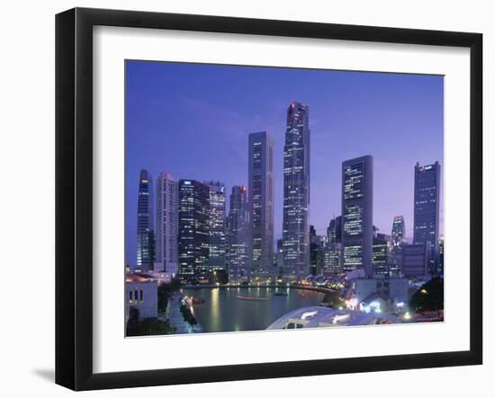 City Skyline, Financial District, Clarke Quay and Singapore River, Singapore-Steve Vidler-Framed Photographic Print