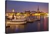 City Skyline from City Hall at Dusk, Kungsholmen, Stockholm, Sweden, Scandinavia, Europe-Frank Fell-Stretched Canvas