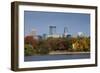 City Skyline from Lake Calhoun, Autumn, Minneapolis, Minnesota, USA-Walter Bibikow-Framed Photographic Print