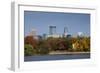 City Skyline from Lake Calhoun, Autumn, Minneapolis, Minnesota, USA-Walter Bibikow-Framed Photographic Print