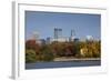 City Skyline from Lake Calhoun, Autumn, Minneapolis, Minnesota, USA-Walter Bibikow-Framed Photographic Print