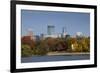 City Skyline from Lake Calhoun, Autumn, Minneapolis, Minnesota, USA-Walter Bibikow-Framed Photographic Print