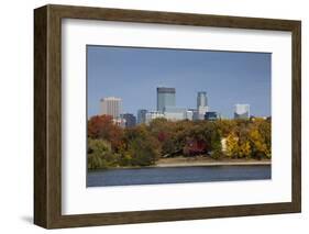 City Skyline from Lake Calhoun, Autumn, Minneapolis, Minnesota, USA-Walter Bibikow-Framed Photographic Print