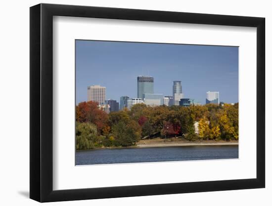 City Skyline from Lake Calhoun, Autumn, Minneapolis, Minnesota, USA-Walter Bibikow-Framed Photographic Print