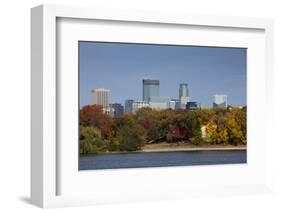 City Skyline from Lake Calhoun, Autumn, Minneapolis, Minnesota, USA-Walter Bibikow-Framed Photographic Print