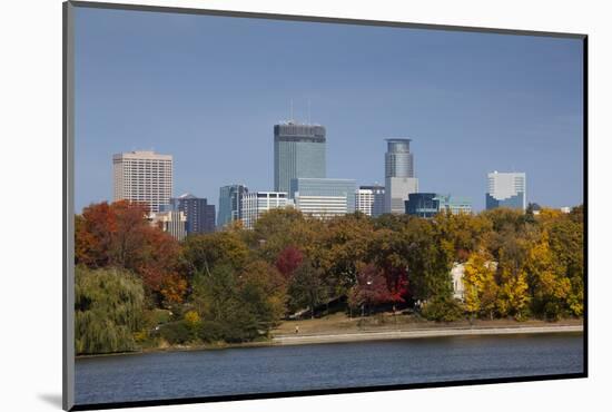 City Skyline from Lake Calhoun, Autumn, Minneapolis, Minnesota, USA-Walter Bibikow-Mounted Photographic Print