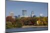 City Skyline from Lake Calhoun, Autumn, Minneapolis, Minnesota, USA-Walter Bibikow-Mounted Photographic Print