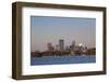 City Skyline from Lake Calhoun, Sunset, Minneapolis, Minnesota, USA-Walter Bibikow-Framed Photographic Print