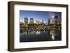 City skyline from marina of Puerto Madero at night, San Telmo, Buenos Aires, Argentina, South Ameri-Stuart Black-Framed Photographic Print