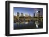 City skyline from marina of Puerto Madero at night, San Telmo, Buenos Aires, Argentina, South Ameri-Stuart Black-Framed Photographic Print