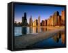 City Skyline from North Avenue Beach, Chicago, United States of America-Richard Cummins-Framed Stretched Canvas