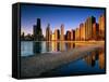 City Skyline from North Avenue Beach, Chicago, United States of America-Richard Cummins-Framed Stretched Canvas