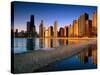 City Skyline from North Avenue Beach, Chicago, United States of America-Richard Cummins-Stretched Canvas