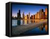 City Skyline from North Avenue Beach, Chicago, United States of America-Richard Cummins-Framed Stretched Canvas