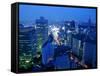 City Skyline from Sky Bar, Park Hyatt Tokyo, Tokyo, Japan-Greg Elms-Framed Stretched Canvas