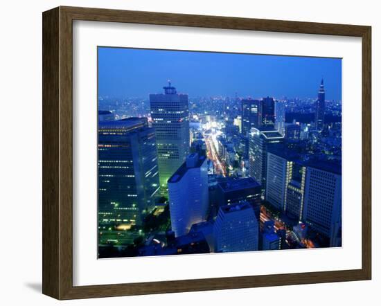 City Skyline from Sky Bar, Park Hyatt Tokyo, Tokyo, Japan-Greg Elms-Framed Premium Photographic Print